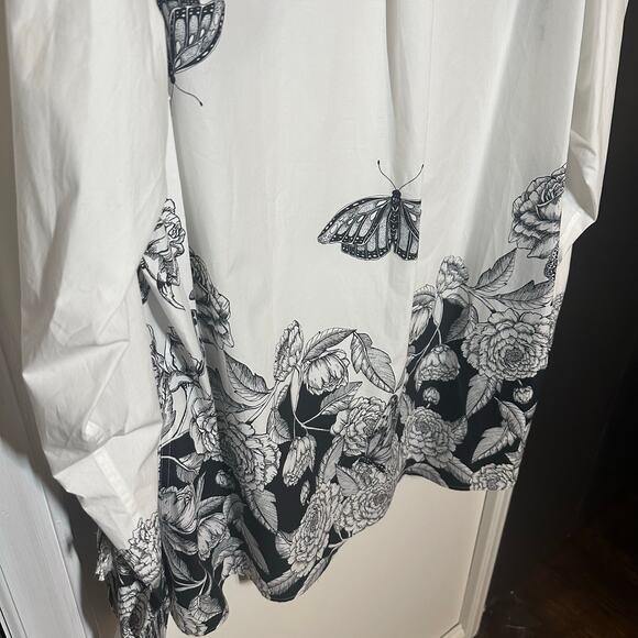NEW Valentino Men's Blooming Print Button Down Shirt Size 43 White Black US 17 - Picture 10 of 16